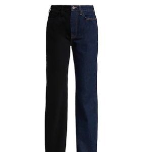 FRAME Le Jane High-Rise Two-Tone Straight-Fit Jeans